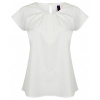 Henbury - Women's pleat front short sleeve blouse - HB597