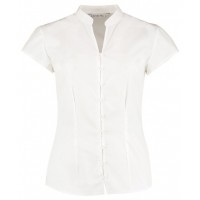 Kustom Kit - Women's continental blouse mandarin collar cap sleeve (tailored fit) - KK727