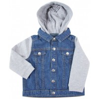 Larkwood - Denim jacket with fleece hood and sleeves - LW750