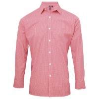 Premier - Microcheck (Gingham) long sleeve cotton shirt - PR220