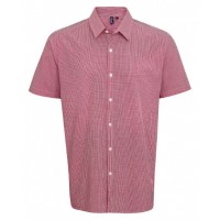 Premier - Microcheck (Gingham) short sleeve cotton shirt - PR221